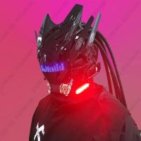 Máscara De Cosplay Punk Cyberpop Con Luz Y Pantalla De Subtítulos Rolling Mecha Soldado Tecnología Control Por App Regalo De Navidad Para Hombres Y Mujeres - details 2