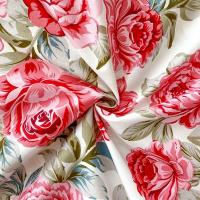 Sábana Plana De Cama Doble Con Estampado De Flor Roja Sábana Superior De Poliéster 100% Para Camas De Tamaño Single Queen King - details 3