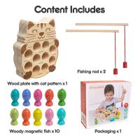 Juego De Pesca Magnético De Madera Para Niños Juguetes Inteligentes Montessori De Desarrollo Motor Fine Y Juego De Rol Tema Animales Y Naturaleza Regalo Para Niños Y Niñas - details 14