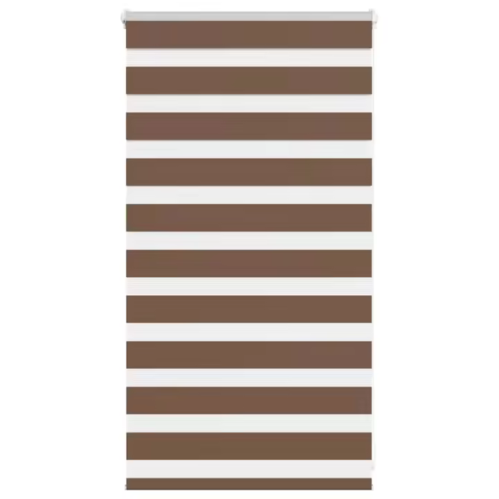 vidaXL Estor cebra marrón tejido poliéster en dimensiones 90x100 cm/95x100 cm/95x150 cm y más | protección solar decorativa para ventanas hogar oficina dormitorio fácil de instalar - 1