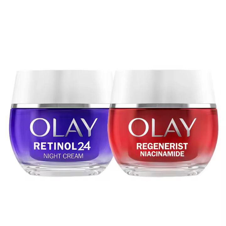 Olay Regenerist Retinol24 Crema Hidratante De Noche, Reduce Líneas De Expresión En 14 Noches + Olay Niacinamida + SPF30, Crema Hidratante De Día, Con Niacinamida Pura Al 99%, Vitamina E Y SPF30 50+50ml - 1
