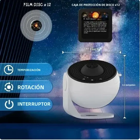 Proyector De Galaxia LED Luz Nocturna Estrellada 360° Giratorio Planetario Lámpara De Noche Para Decoración De Habitaciones Regalo Para Niños Y Niñas - 1