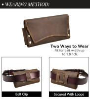 Bolsa De Cintura Para Hombre De Cuero Genuino Retro 1 Pieza Dos Maneras De Usar Con Clip De Cuero Multifuncional Bolsa De Teléfono Zero Monedero - details 7