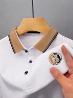 Camisa Polo De Verano Para Hombre Con Encaje Y Manga Corta De Seda Helada Transpirable Moda Casual Brecha De Negocios - details 5