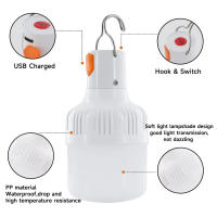 Bombilla LED Recargable USB Para Exteriores Luz De Emergencia De Alta Brillo Con Gancho Para Camping Y Pesca Linterna Portátil Luz Nocturna - details 2