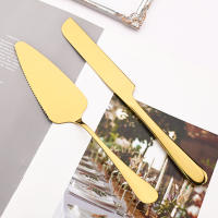Juego De 2 Piezas De Cuchillería En Oro Acero Inoxidable Cuchillo Para Pasteles Mano Larga Shovel Pizza Herramienta De Cocina Utensilios De Plata - details 2