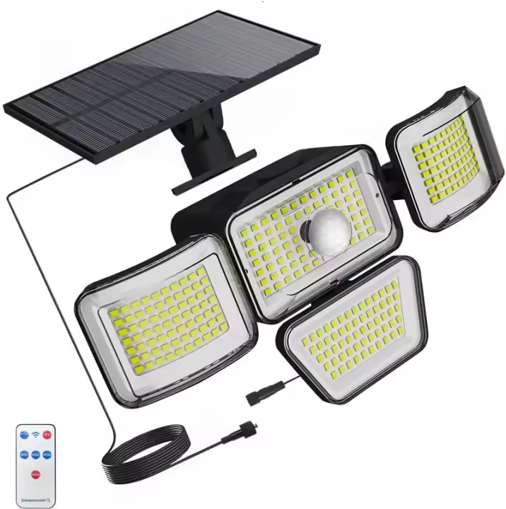 Luces Solares Con 278LEDs 4 Cabezas Ajustables Y 3 Modos De Iluminación IP65 Impermeables Para Seguridad Exterior Jardín - 1