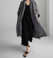 Vestido De Mujer REALEFT 2024 Algodón Y Lino Estilo Coreano Casual Con Bolsillos Y Abertura Lateral Cuello En V Manga Larga Longitud Media Pierna - details 6