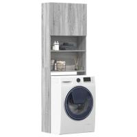 vidaXL Armario de lavadora madera ingeniería 64x24x190 cm en color Gris sonoma/Gris hormigón/Roble artisan y más | almacenamiento funcional diseño moderno para baño dormitorio sala - details 0