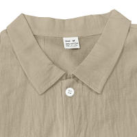 Camisa informal de manga larga de color liso para hombre, camisa playera de algodón con solapa y botones, de manga larga - details 9