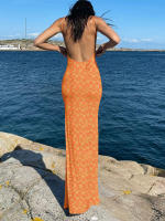 Vestido Largo Sin Mangas Elegante Para Mujer Hawthaw Con Estampado Floral Bodycon Espalda Descubierta Para Verano 2024 - details 13