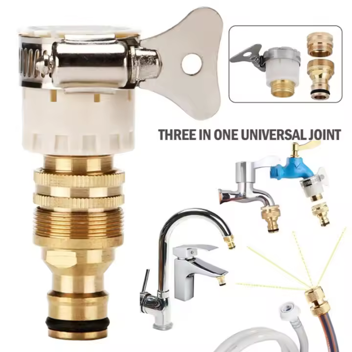 Adaptador De Grifo Universal Para Tubo De Jardín 15-23mm Conector De Agua Herramientas De Riego Material Aleación De Aluminio Pintura De Cobre - 1