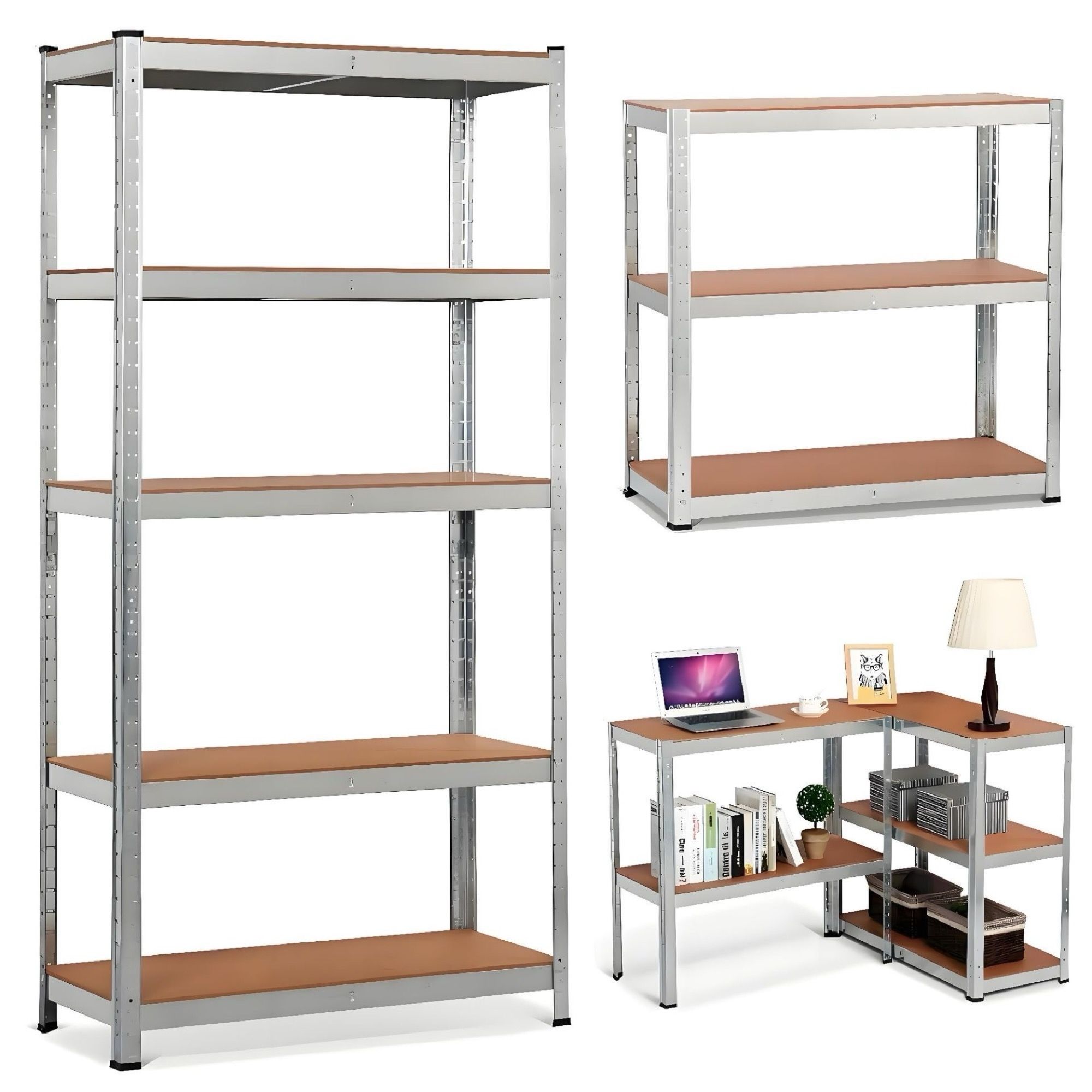 Estantería Mikomika con 5 Baldes - Capacidad de 875 kg, 183 cm de Altura, 91 cm de Ancho y 46 cm de Profundidad - Estructura de Acero Galvanizado, Perfecta para Cocina, Oficina, Garaje y Más (NAVE-001 2790 D7)