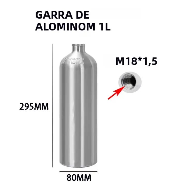 Cilindro De CO2 Para Acuario De Aleación De Aluminio Resistente a Explosiones Lleno De Oxígeno 0.6-1L Marca ZRDR Origen China Continental - 1