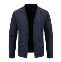 Chaqueta De Fleece Para Hombre Cardigan Grueso De Otoño E Invierno Elegante Y Ajustado Marcas De Lujo Abrigo De Cuello Alto Con Bolsillos Para Uso Diario - details 12