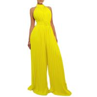Elegante Monopiece Plisado Para Mujer Con Cinturón Y Pierna Ancha De Largo Al Suelo Sin Mangas Y Cuello Redondo Para Fiesta Y Cumpleaños - details 35