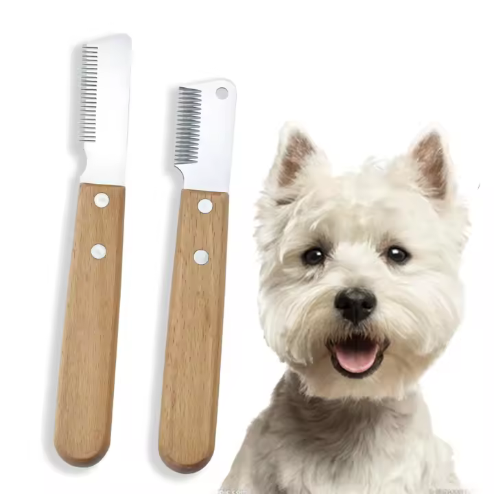 Peine de depilación para West Highland White Terrier, peine de acero inoxidable con dientes cortos para cortar el pelo de alambre, peine de acero inoxidable con dientes largos para el cuidado del cabello suave. - 1