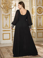 Vestido De Noche Elegante Para Mujer UNITHORSE De Largo Con Cuello En Forma De Cuadrado Manga De Linterna Y Decoración De Lujo Con Diamantes Vestido Largo Para Fiesta - details 3