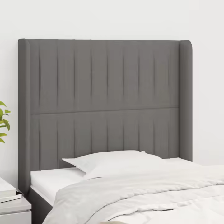 vidaXL Cabecero con orejas de tela gris oscuro 103x16x118/128 cm - 1