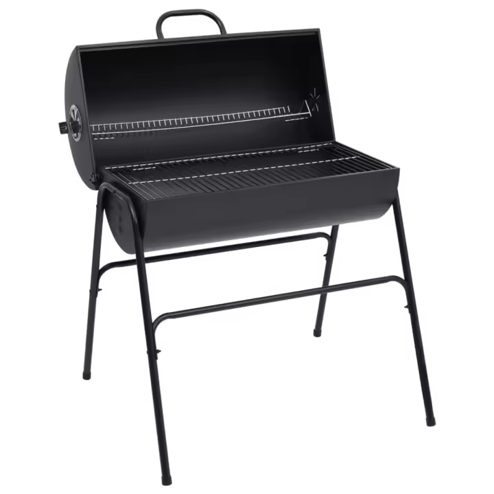 vidaXL Parrilla barril 2 rejillas de cocción negro acero 80x95x90 cm - 1