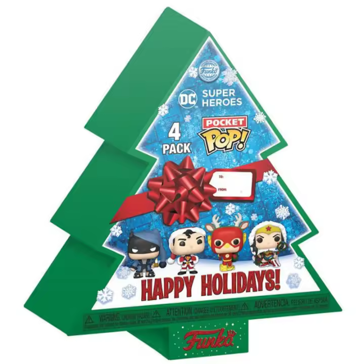 Arbol Navidad con 4 figuras Pocket POP DC Comics Tree Holiday ExclusiveFigura  Coleccionable - Idea de Regalo- Mercancia Oficial - Juguetes para Niños y Adultos - Movies Fans - Muñeco para Coleccionistas y Exposición - 1