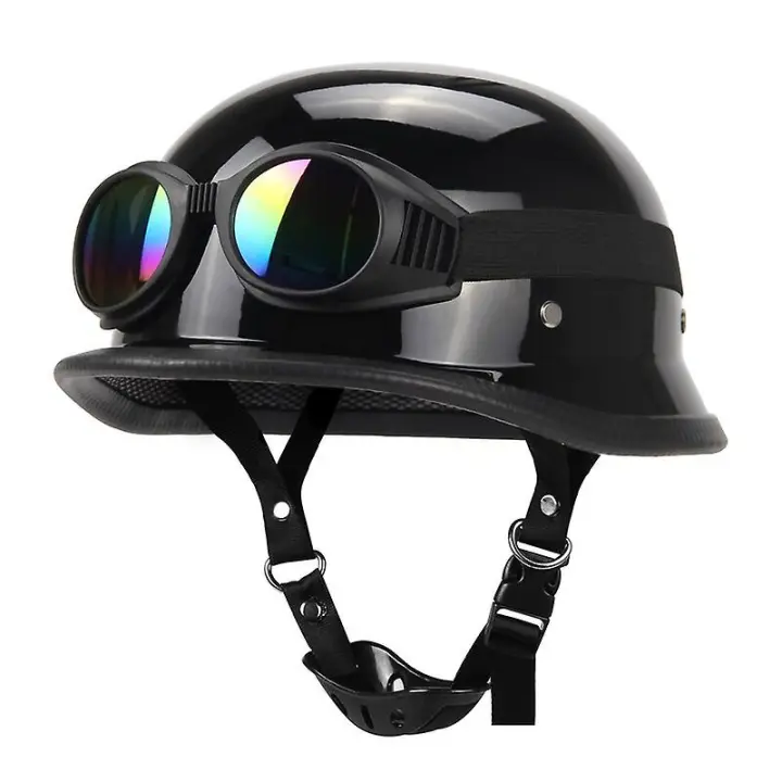 Motorcycle Helmet German Leather Vintage Half Helmet Casco Moto Motorcycle Open Face Helmet Biker Pilot Dot Certification S-xxl    Motorcycle Helmets - 1