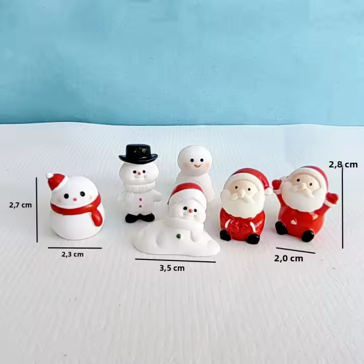 6pc Figuras De Resina De Navidad Con Santa Claus Y Payaso De Neve Para Decoración De Jardín Fae Tirado Miniatura De Niña Y Niño - 1
