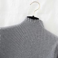 Suéter De Mujer Con Volantes Y Cuello Bajo Largo Manga Larga Tejido Básico Solido Rayado Para Otoño Invierno Top Casual - details 11