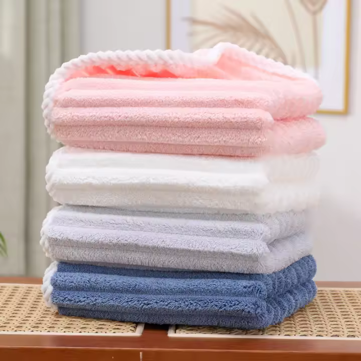 Toalla de Baño de vellón coral, toalla facial para adultos, toalla facial unisex, toalla estilo Barra de Caramelo, toalla facial de secada - 1
