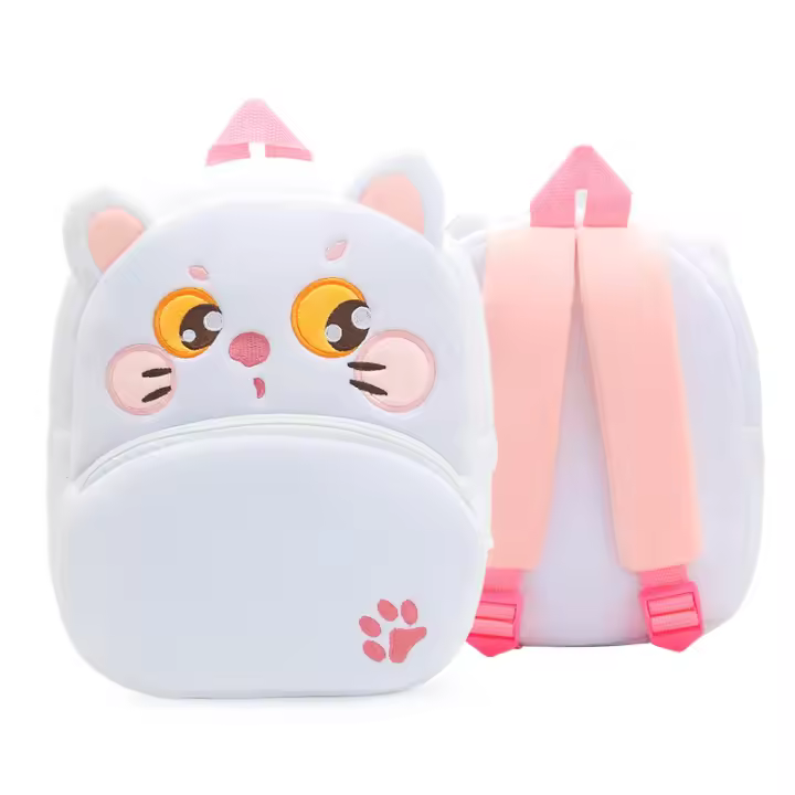 Mochila Grande De Peluche Con Diseño De Animal De Dibujos Animados: Abeja Gato Para Estudiantes Material De Tela De Lana Y Lining De Poliéster - 1