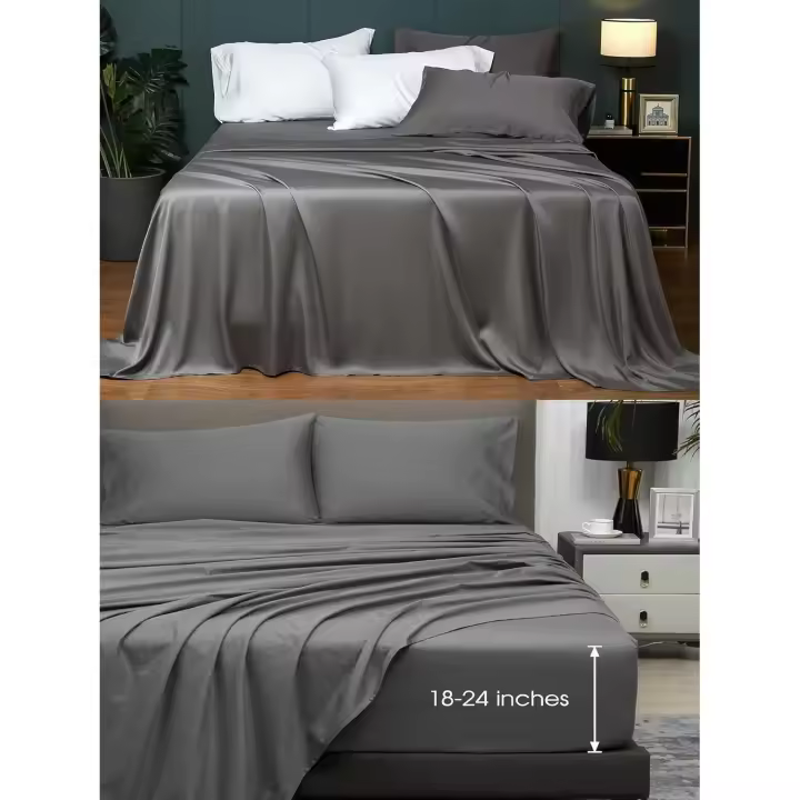 Sábanas de Bolso profundo color gris tamaño King, 400 Hilos - 1