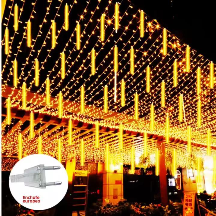 Cadena De Luces LED Meteorito Para Jardín Y Decoración De Navidad 30/50cm 8 Tubos Con Enchufe EU Decoración De Árbol Y Exterior - 1