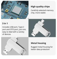 USB C Tipo C 32GB 64GB 128GB 256GB Pen Drive Para Smartphone Android Y Huawei Multifuncional De Metal Sin Encriptación - details 1