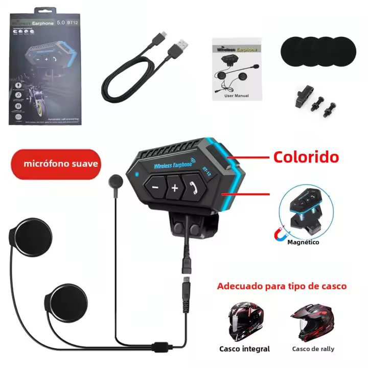 Nueva BT12 Kit De Auricular Bluetooth Inalámbrico Para Casco De Motocicleta Handsfree Llamada Estéreo Anti-interferencia Impermeable - 1