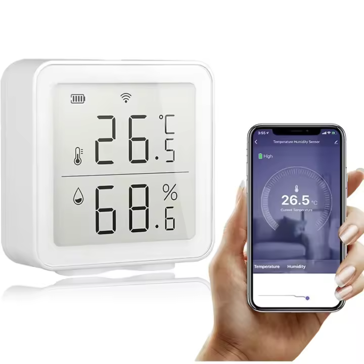 WiFi Tuya Sensor de temperatura sem fio, Smart Life digital termómetro higrómetro interior, compatível com Alexa, com armazenamento de dados e funções de alarme - 1