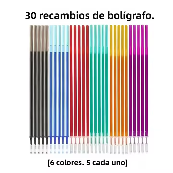 Set De 36 Rotuladores De Goma Con Punto Fino De 0.5mm Y Tinta De Gel Refillables En 6 Colores Calientes Estilo De Gato Erasables - 1