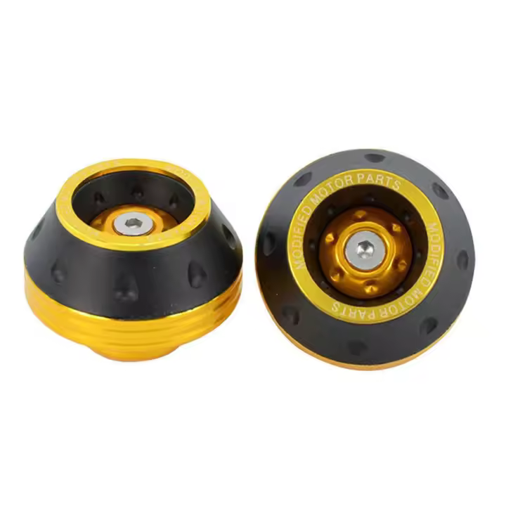 Motocicleta frente tenedor marco Sliders aluminio rueda Crash Protector moto caída protección Scooters rueda Crash Pad amarillo - 1