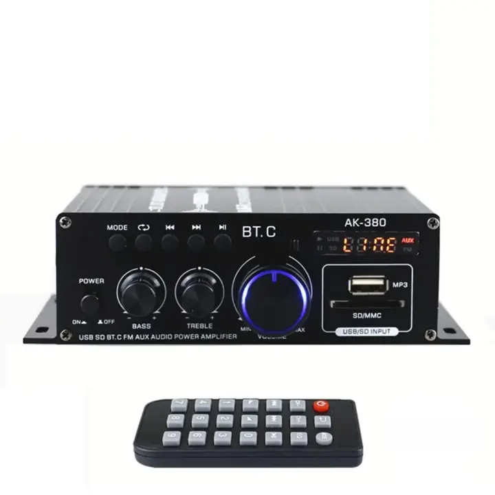 Amplificador Bluetooth AK380 800W HiFi Audio Para Karaoke 2 Canales Con Entrada USB SD AUX Para Home Theater Clase D - 1