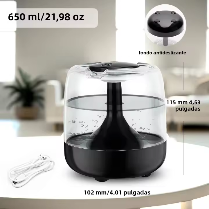 Humidificador Portátil Ultrasonido Con Luz Nocturna Colorida Y Aromaterapia Capacidad Menor a 1L Para Dormitorio Y Hogar - 1