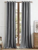Cortinas De Terciopelo Italiano Gris Para Sala De Estar Y Dormitorio 1 Pieza Alta Sombría (70%-90%) Material 100% Algodón - details 6