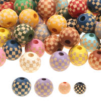 10pcs Hileras De Cuentas Redondas De Madera Natural 10mm 16mm Con Patrón Chequero Para Creación De Joyas Pulseras Collares Accesorios - details 5