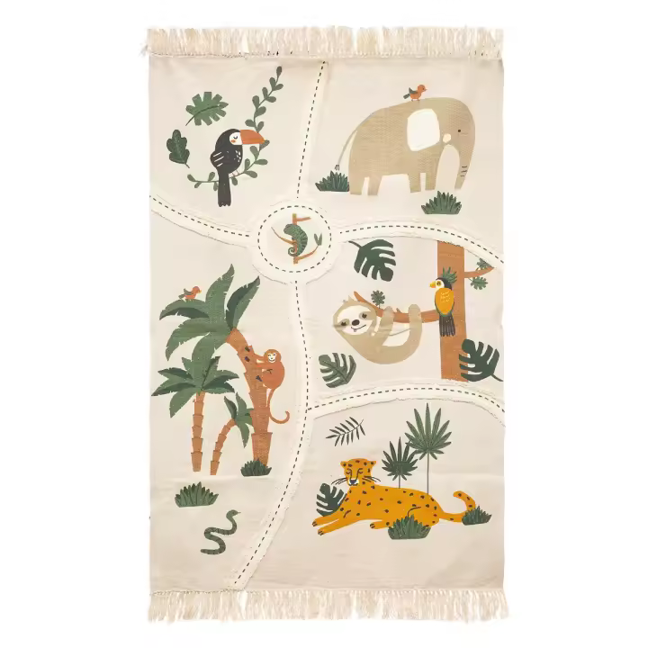 Alfombra infantil Con Estampado de Jungla y Animales algodón - Medida 100x150 cm - Atmosphera créateur d'intérieur - 1