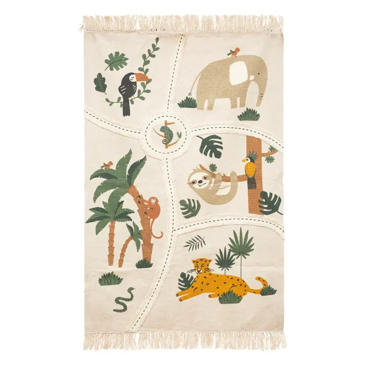 Alfombra infantil Con Estampado de Jungla y Animales algodón - Medida 100x150 cm - Atmosphera créateur d'intérieur - 1