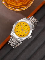 Reloj De Pulsera De Cuarzo Para Hombre 2024 Reloj De Moda De Negocios Casual De Acero Inoxidable Plateado Clásico De Alta Calidad Con Marcadores Arábigos Y Calendario Completo - details 7