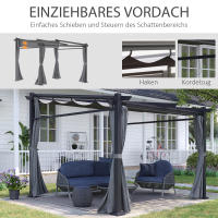 Pérgola 2.97X2.95 M, Cenador estanco con Toldo, Paneles laterales, Techo Terraza, Fibra de poliéster, Gris Oscuro - details 0