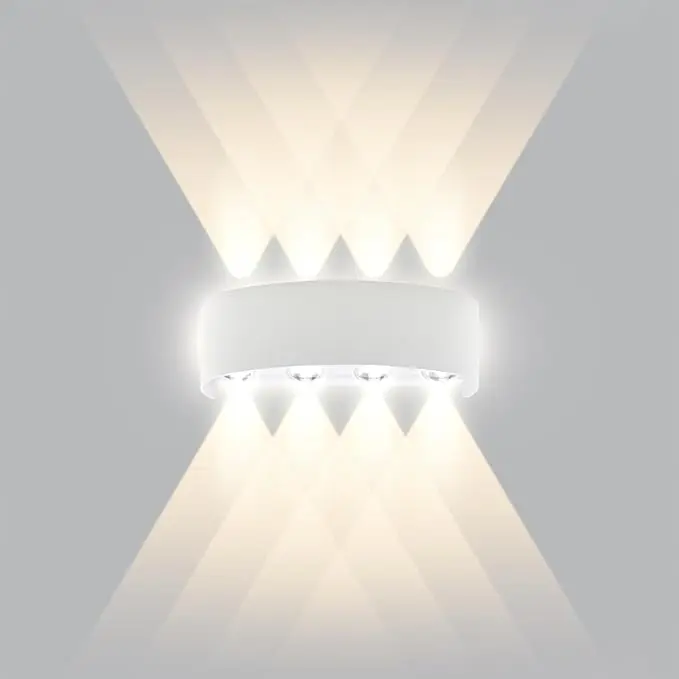 PORCHEDDU Aplique LED de pared Interior/Exterior 8W Blanco Moderno Apliques de pared LED Luz Blanca Cálida 3000K Luces LED pared para BaJardín Dormitorio Pasillo Escaleras oo4 - 1
