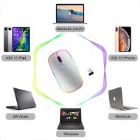 INF Ratón inalámbrico de ordenador con LED RGB modo dual Bluetooth/Wifi Plata - details 3