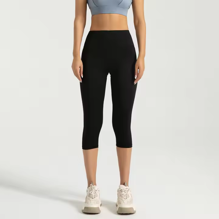 MOV-Pantalones deportivos de tres puntos color melocotón, medias deportivas elásticas de cintura alta para levantamiento de cadera, yoga, melocotón y cadera - 1