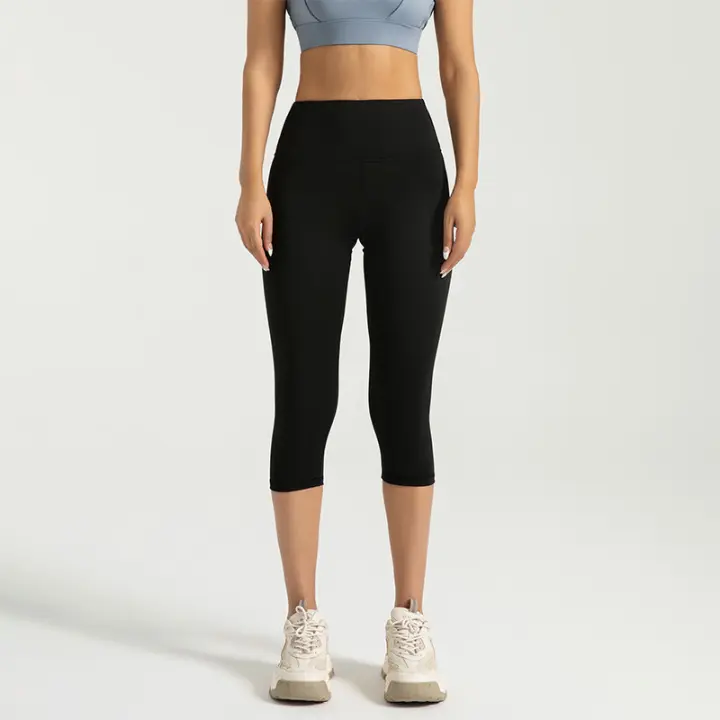 MOV-Pantalones deportivos de tres puntos color melocotón, medias deportivas elásticas de cintura alta para levantamiento de cadera, yoga, melocotón y cadera - 1