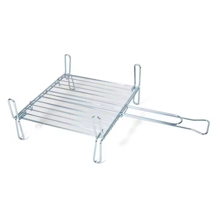 UD - Parrilla Doble para Barbacoa 25-50x35-50CM| Rejilla Metálica con Patas y Mango Plegable | Ideal para Carne, Pescado y Verduras - 1